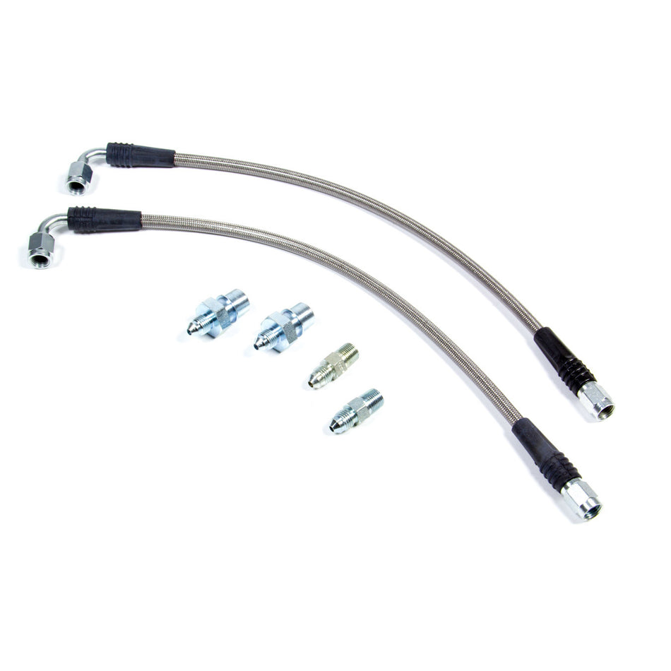 Wilwood 14" Flexline Kit -03 AN Straight to -03 AN 90 Degree Ends -3 to M10 x 1 BF / 1/8-27 NPT Fittings - 1993-2002 Camaro / Firebird Front