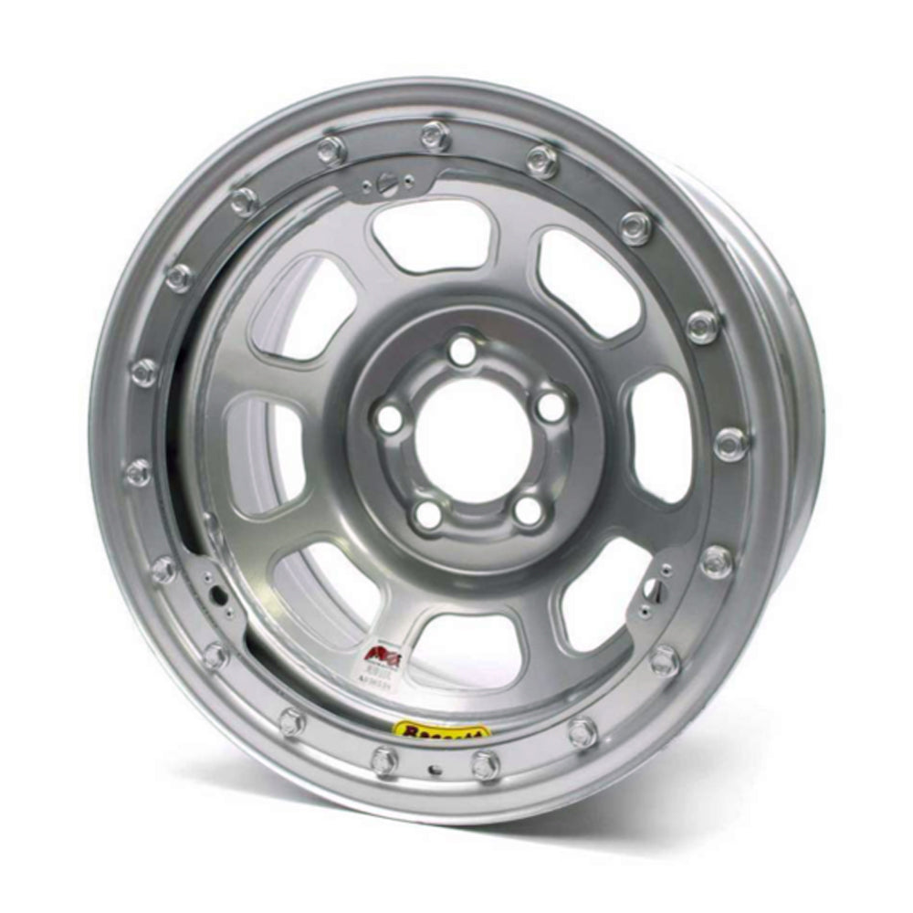Bassett D-Hole Beadlock Wheel - 15" x 8" - Silver Powder Coat - 3" Backspace - 5 x 5" Bolt Pattern