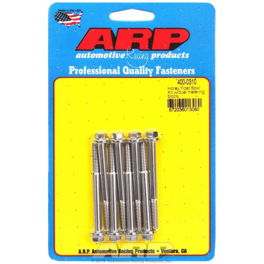 ARP Carburetor Float Bowl Bolt - Hex Head - Polished - Dual Metering Block - Holley Carbs - Set of 8