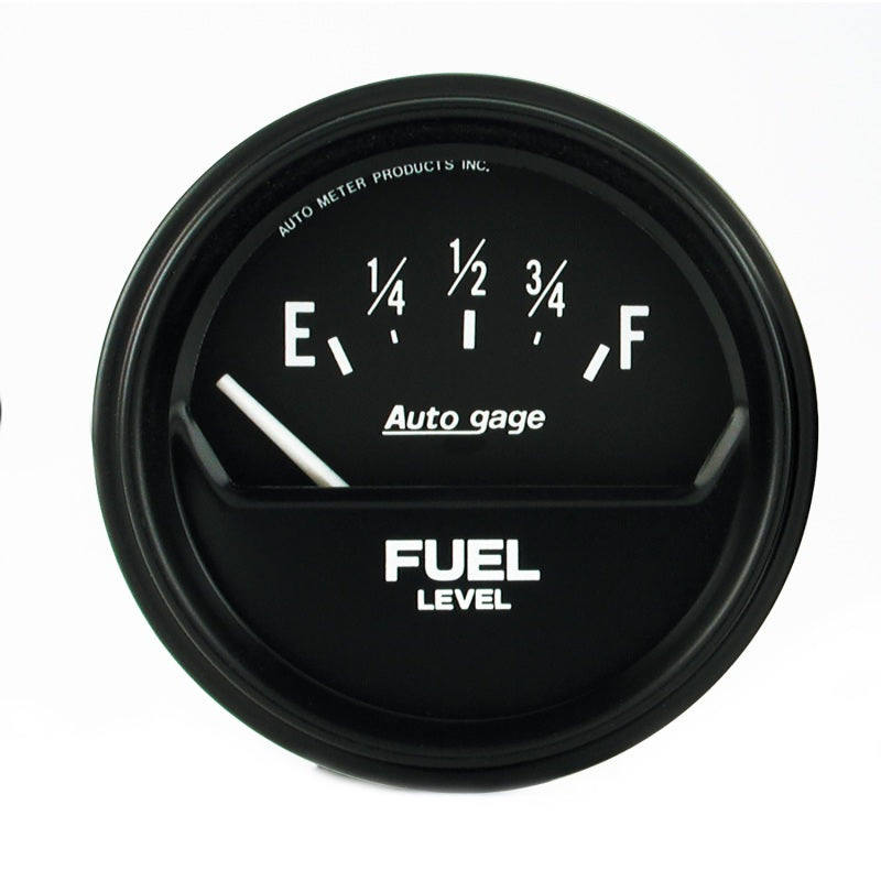 Auto Meter Auto Gage Fuel Level Gauge - 0-90 ohm - Electric - Analog - Short Sweep - 2-5/8 in Diameter - Black Face