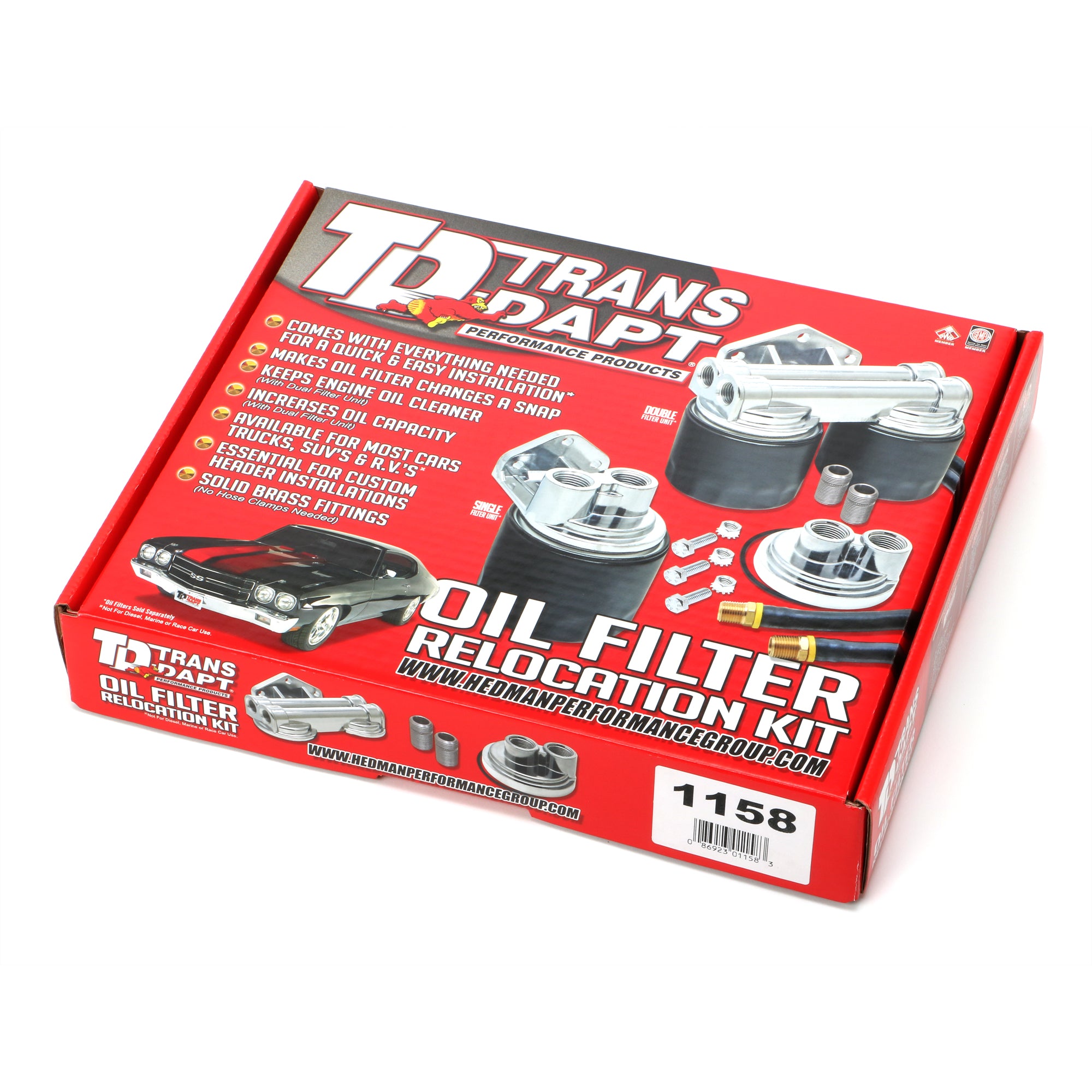 Trans-Dapt Single Oil Filter Relocation Kit - 20mm x 1.5 Threads