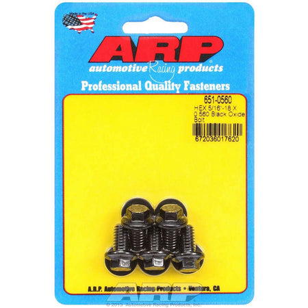 ARP Hex Head Bolt - 5/16-18 in Thread - 0.560 in Long - Black Oxide (Set of 5)