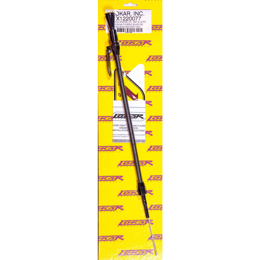 Lokar Midnight Series Anchor-Tight Locking Flexible Engine Dipstick - 97 and Later GM LS1