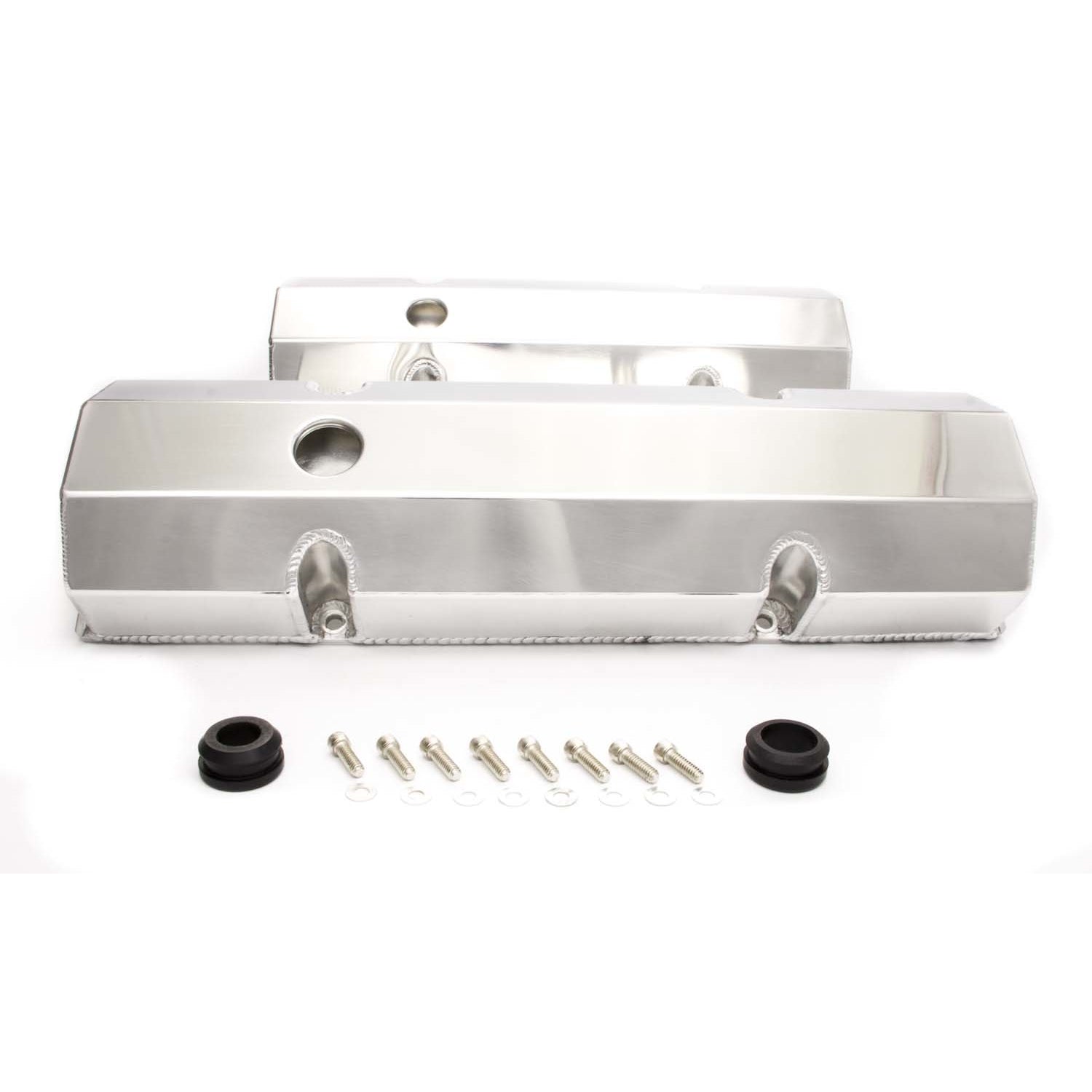 Racing Power Flat Top Valve Covers Tall Hardware Fabricated Aluminum - Polished