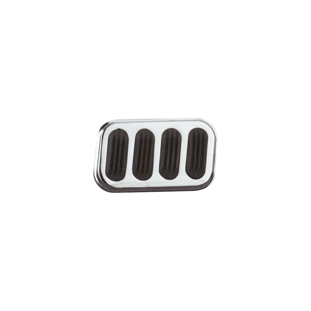 Lokar Brake Pedal Pad - 3" Wide x 2" Tall - Rubber Pads - Steel - Chrome - Universal