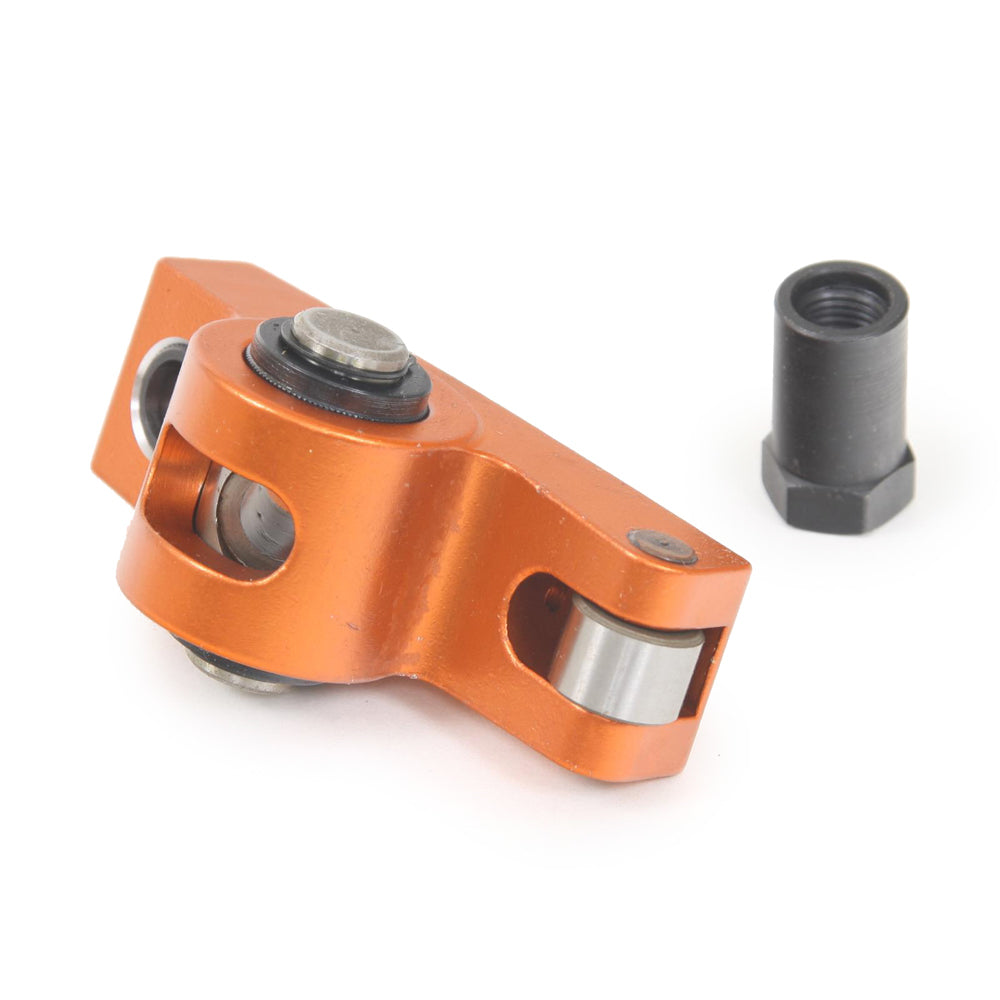 Harland Sharp Heavy Duty Rocker Arm - Left - Shaft Mount - 1.60 Ratio - Full Roller - Aluminum - Orange - Mopar B/RB-Series