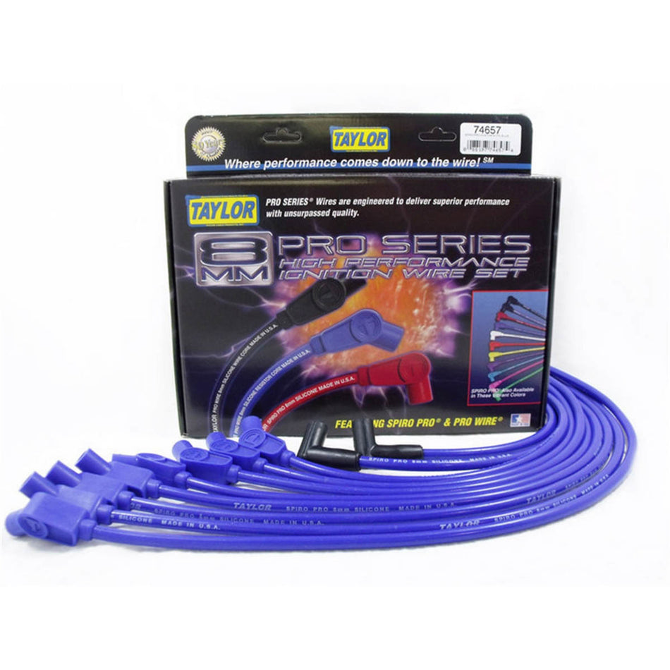 Taylor 8mm Spiro Pro Ignition Wire Set - Custom Fit with EEC IV(Blue)
