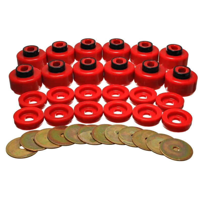 Energy Suspension Hyper-Flex Body Mount Bushing - Red / Cadmium - GM Fullsize SUV 2000-07