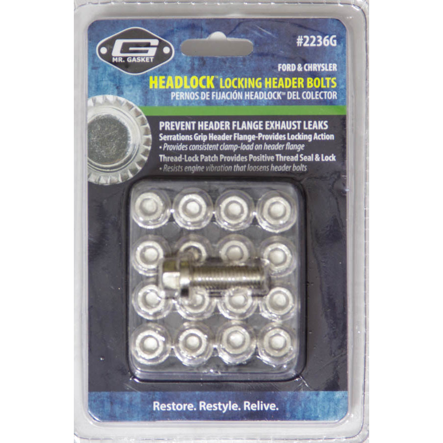 Mr. Gasket Locking Header Bolt - 8 mm x 1.25 Thread - 25 mm Long - Hex Head - Mopar Gen III Hemi - Set of 17