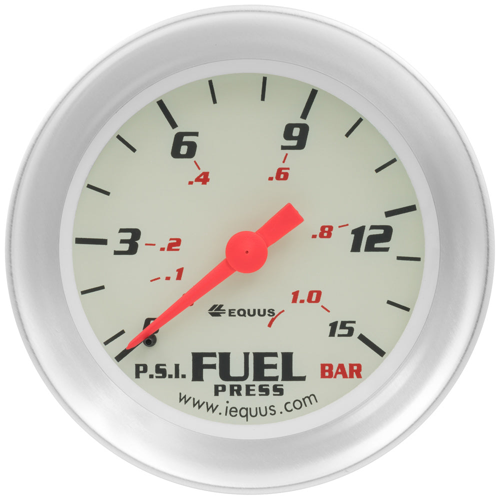 Equus Fuel Pressure Gauge - Mechanical - Analog - Full Sweep - 2-5/8" Diameter - White Face
