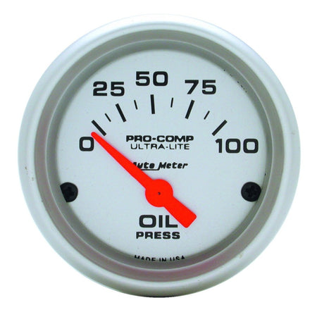 Auto Meter Mini Ultra-Lite Electric Oil Pressure Gauge - 2-1/16" - 0-100 PSI