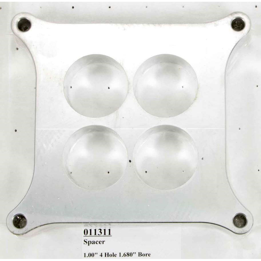 Wilson Manifolds Carburetor Spacer - 1.00" 4 Hole 1.680" Bore (750) No Light Weight, No Hard Coat - NASCAR Legal