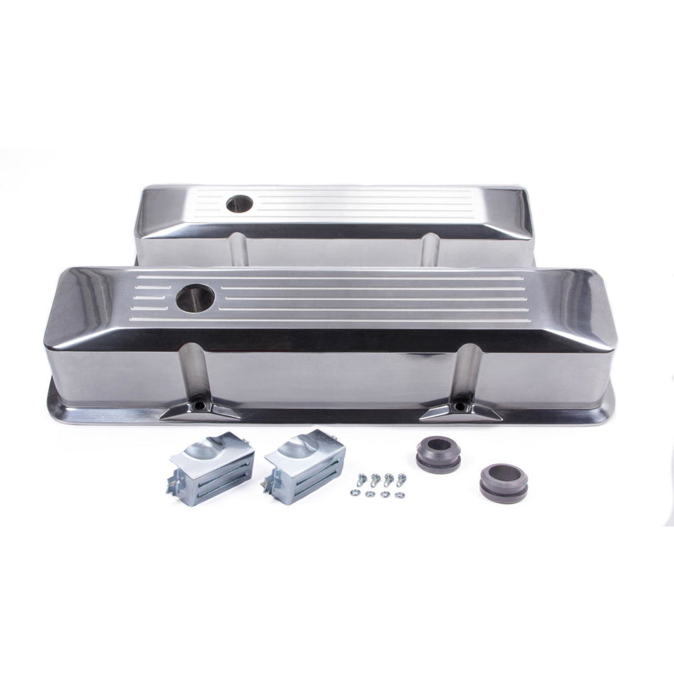 Racing Power Recessed Valve Covers Tall Baffled Breather Holes - Hardware - Ball Milled