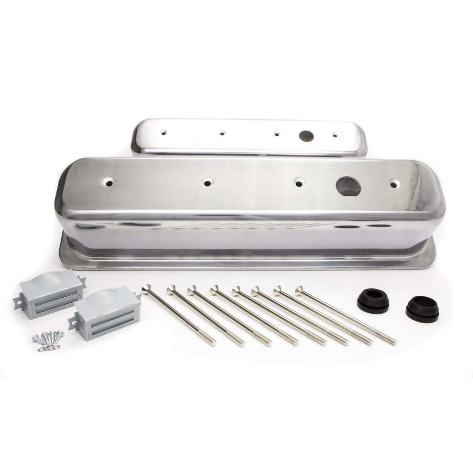 Racing Power Polished Aluminum Valve Covers - Tall - SB Chevy 87-97 Valve Covers - (1) Hole