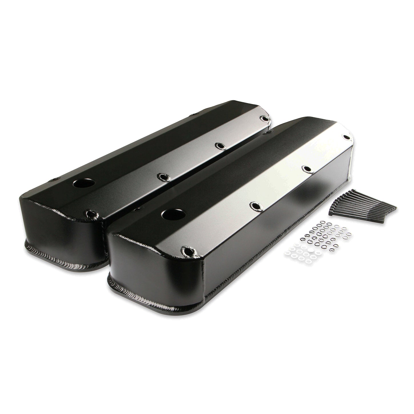 Mr. Gasket Baffled Valve Cover - Breather Hole - Aluminum - Black - Big Block Ford - (Pair)