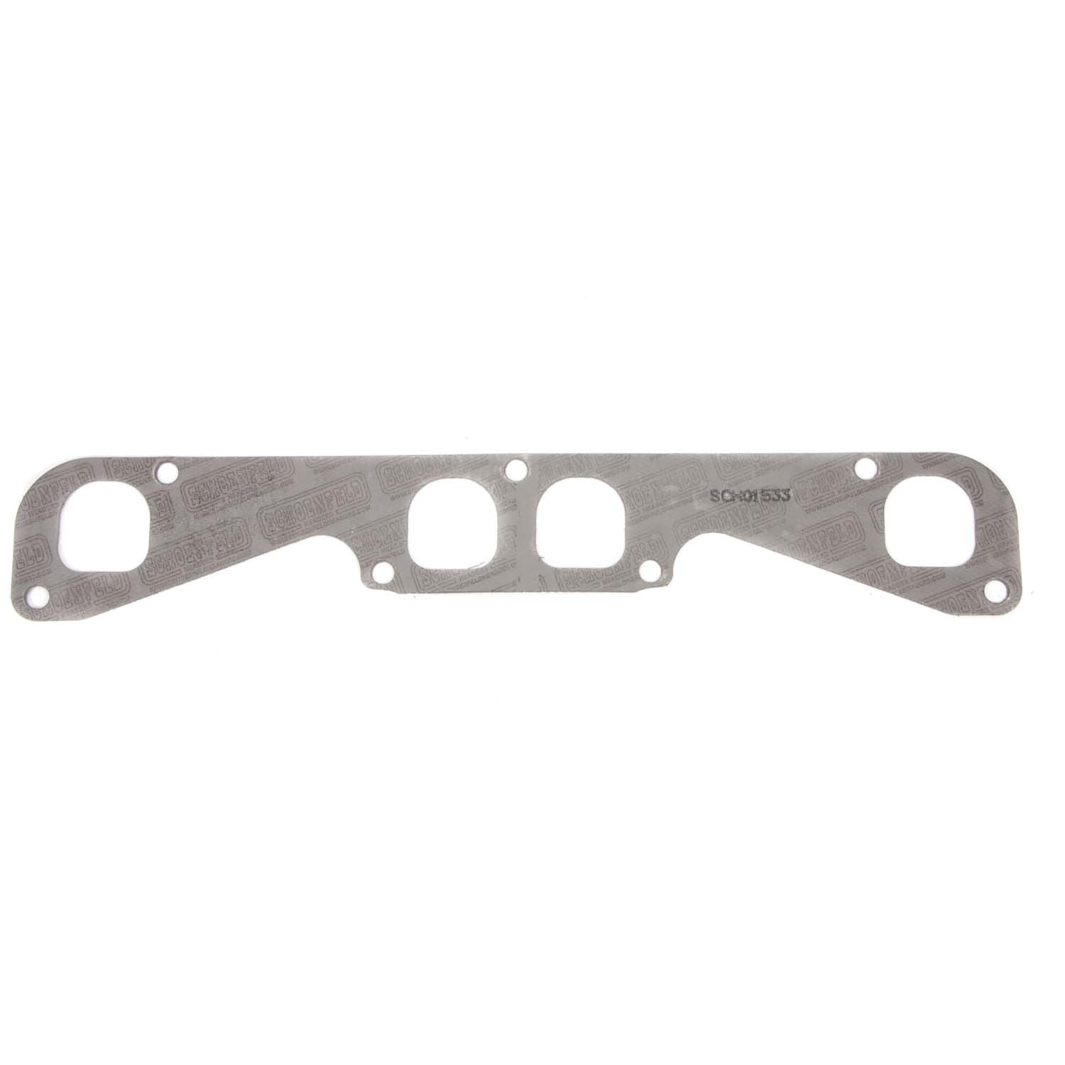 Schoenfeld Header Gasket - SB Chevy - Brodix Spread Shape Port - 1-3/4" D Shape Port