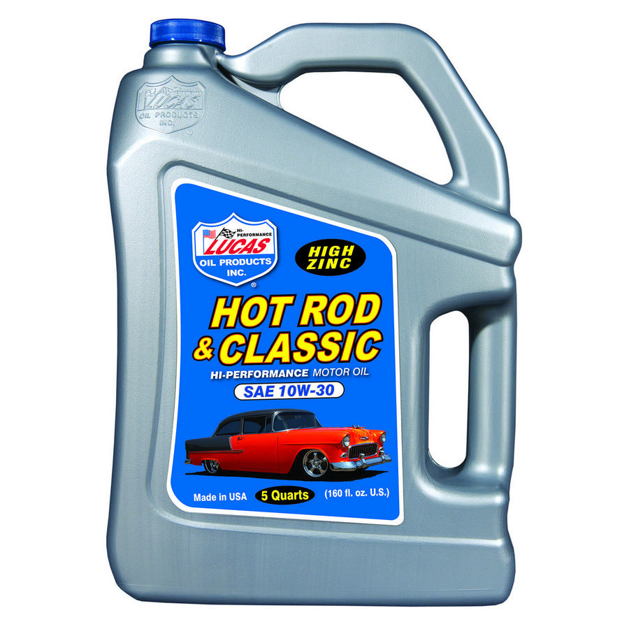Lucas Oil Products Hot Rod and Classic Car High Zinc 10W30 Motor Oil - Conventional - 5 Quart Jug