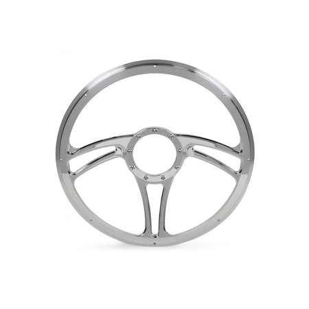 Billet Specialties BLVD 05 Steering Wheel - Half Wrap - 15.50" Diameter - 3 Spoke - No Grip - Aluminum - Polished