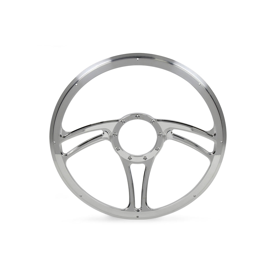 Billet Specialties BLVD 05 Steering Wheel - Half Wrap - 15.50" Diameter - 3 Spoke - No Grip - Aluminum - Polished