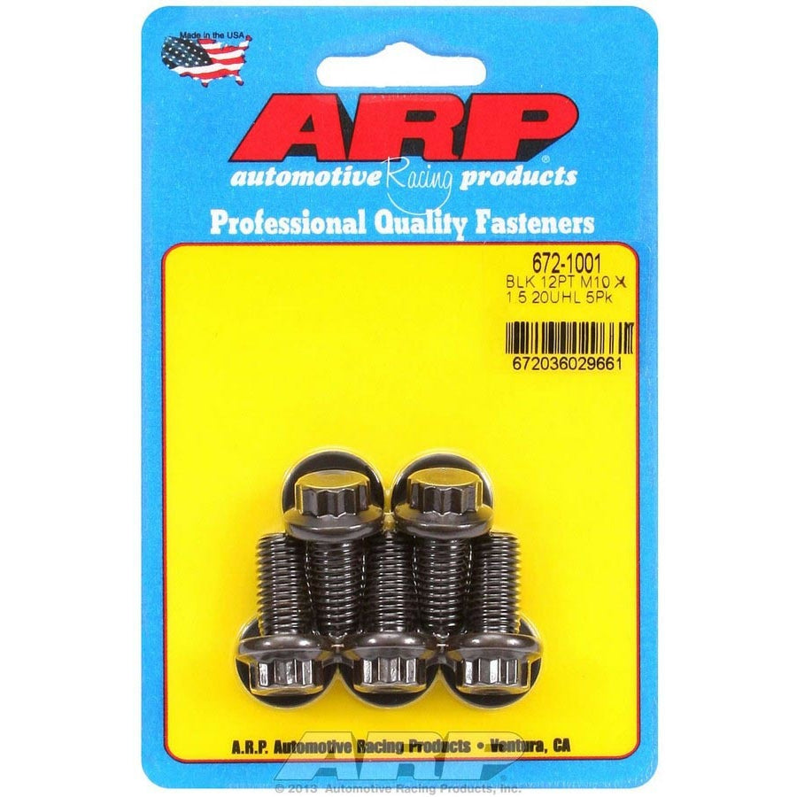 ARP 10 mm x 1.50 Thread Bolt 20 mm Long 12 mm 12 Point Head Chromoly - Black Oxide