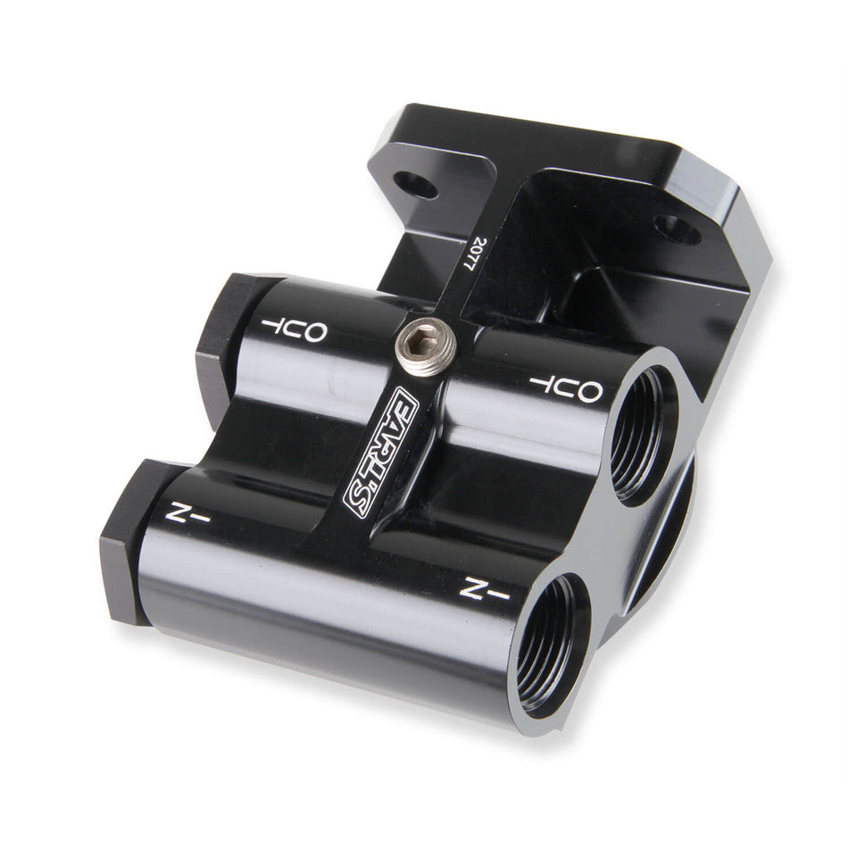Earl's Remote Oil Filter Mount - Two 10 AN Female O-Ring Outlets - Black