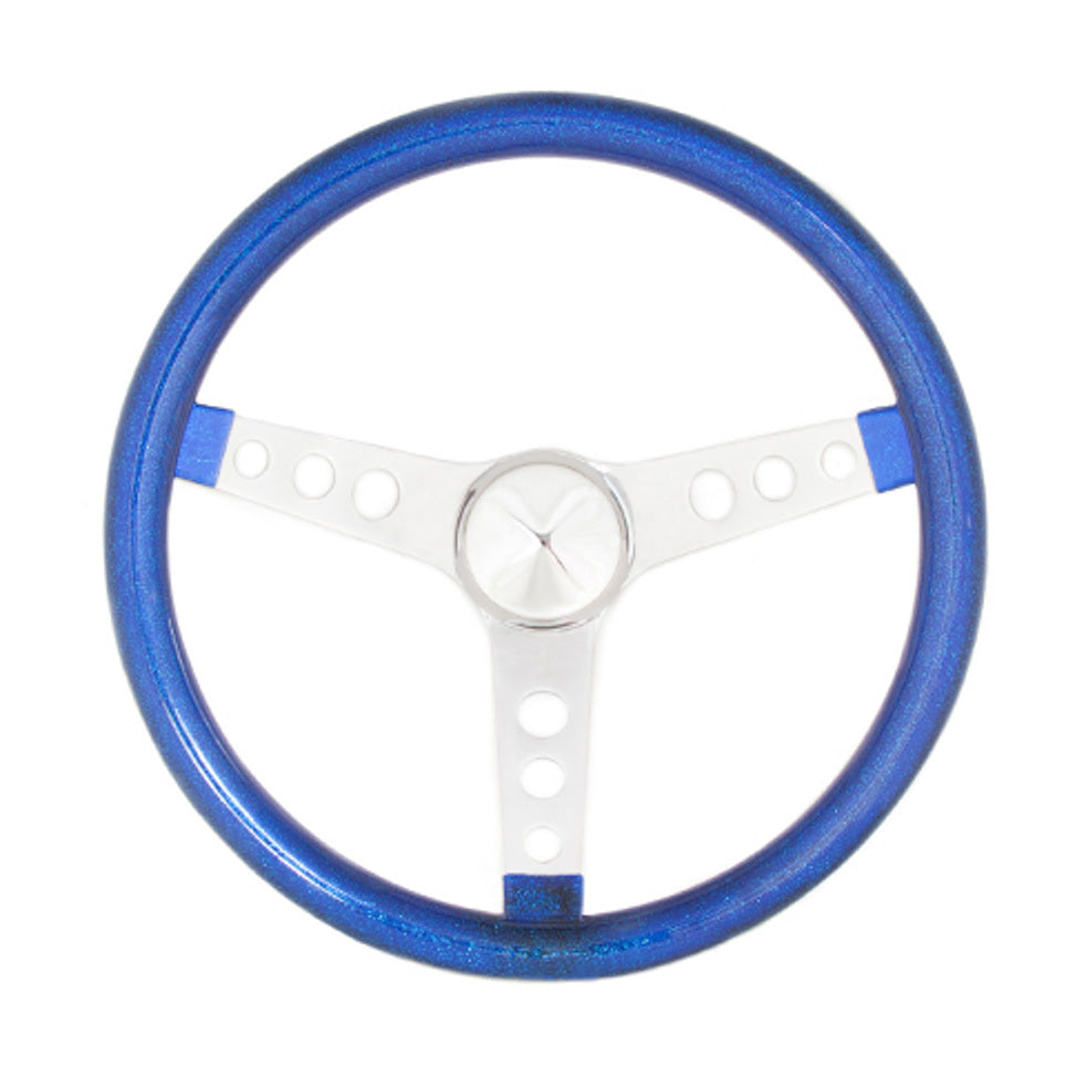 Grant Steering Wheels Metal Flake Steering Wheel 15" Diameter 3-Spoke Blue Metal Flake Grip - Steel