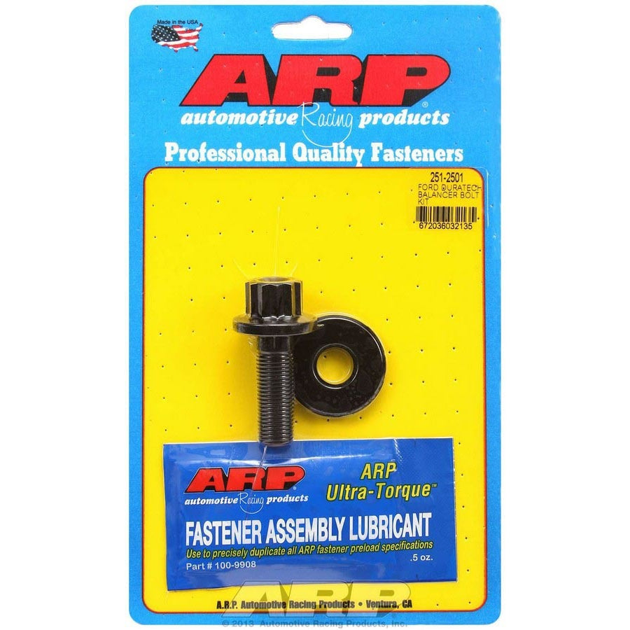 ARP 14 mm x 1.50 Thread 1.735" Long Harmonic Balancer Bolt 19 mm 12 Point Head Washer Included Chromoly - Black Oxide