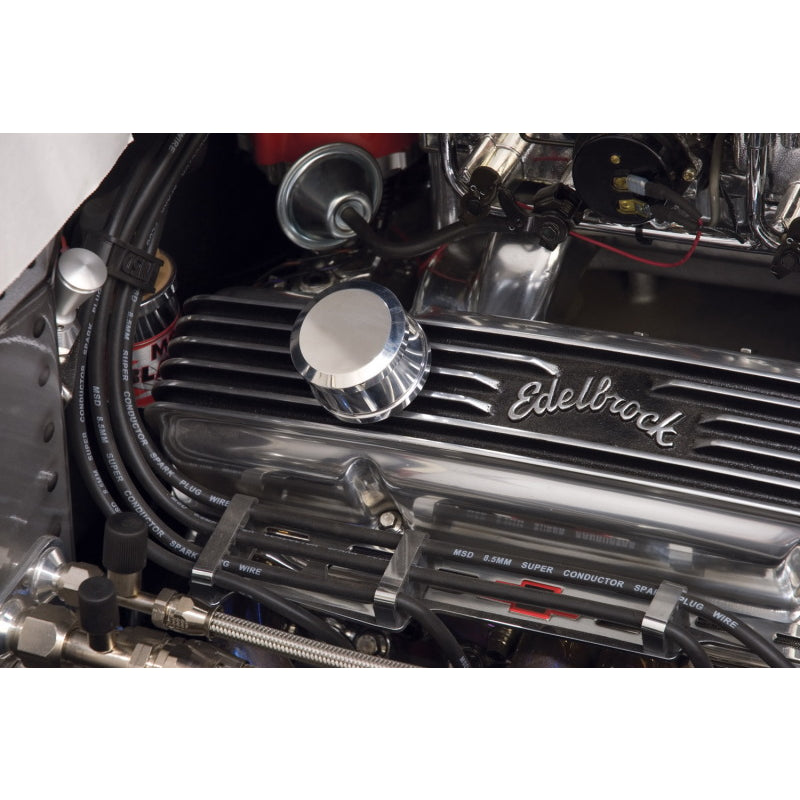 Edelbrock Billet Aluminum Valve Cover Breather - Black Powder Coat Finish