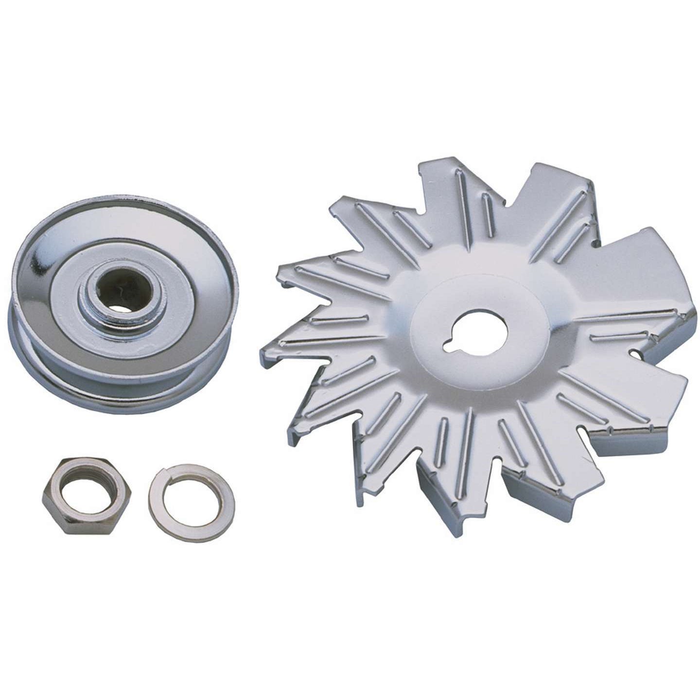 Trans-Dapt Alternator Fan and Pulley - Chrome