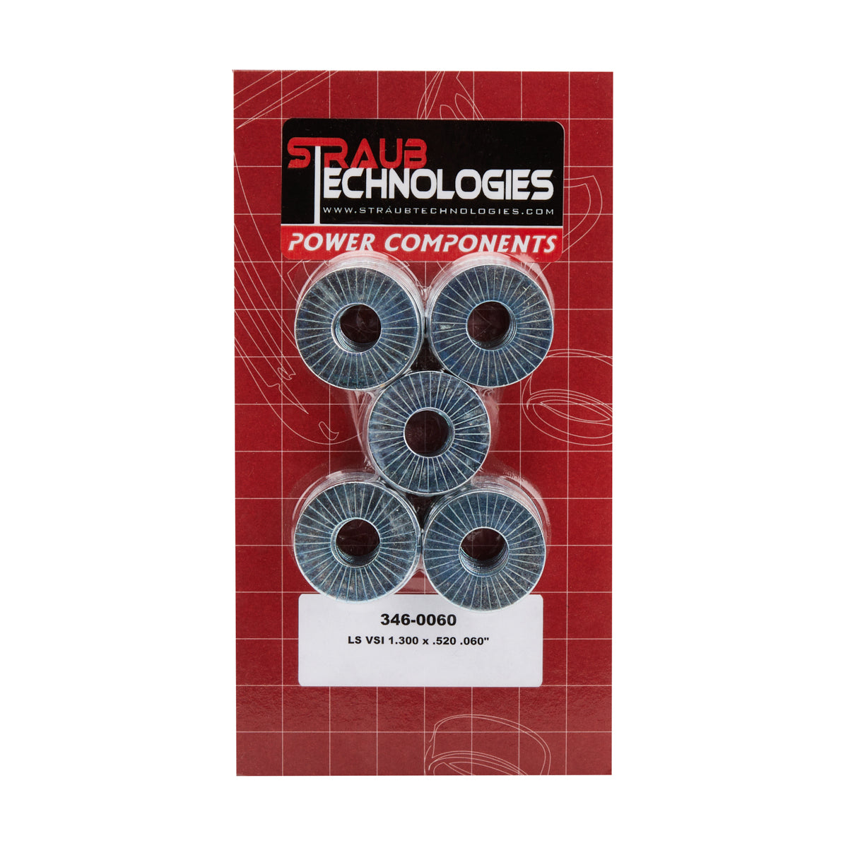 Straub Technologies Valve Spring Shim - 0.060 in Thick - 1.300 in OD - 0.520 in ID - GM LS-Series (Set of 50)