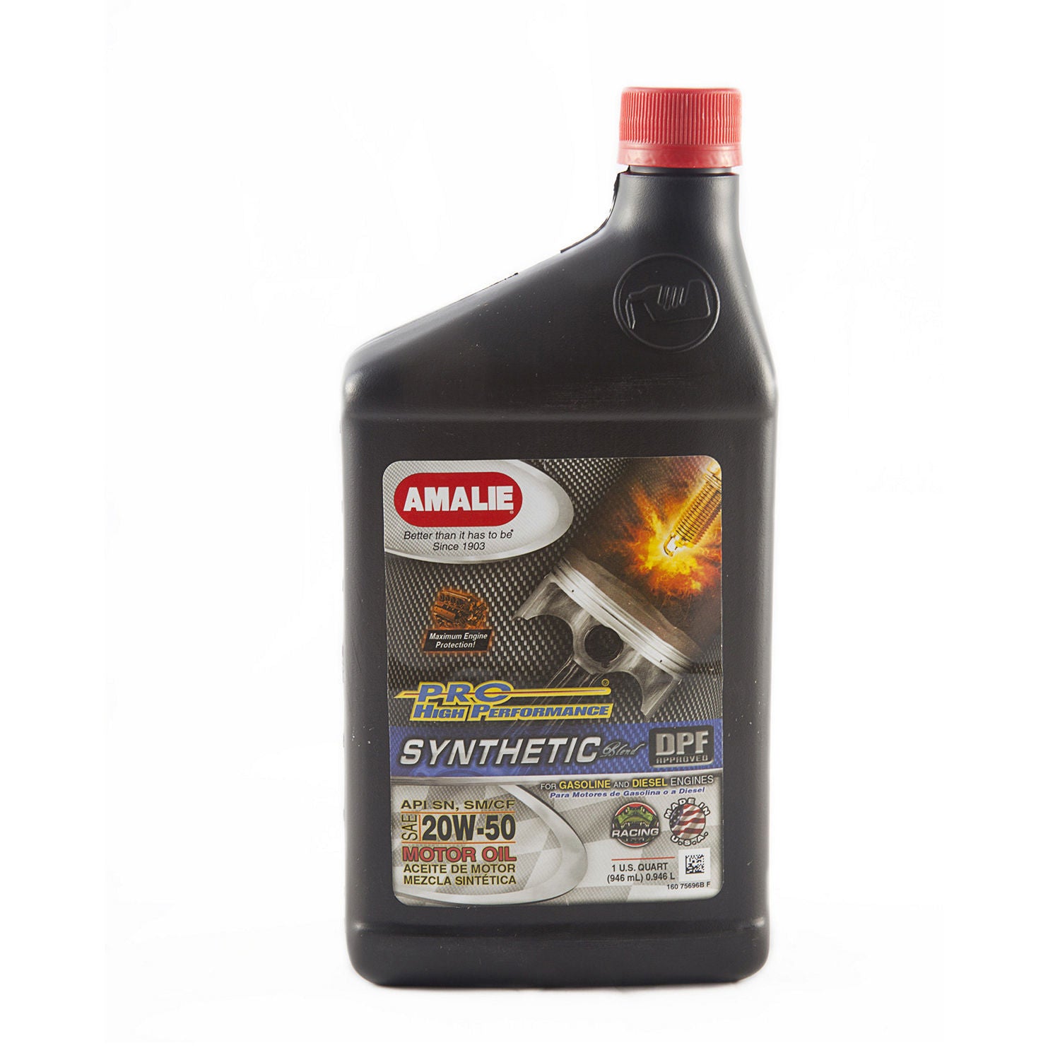 Amalie Pro High Performance Synthetic Blend Motor Oil - 20W-50 - 1 Quart Bottle (Case of 12)