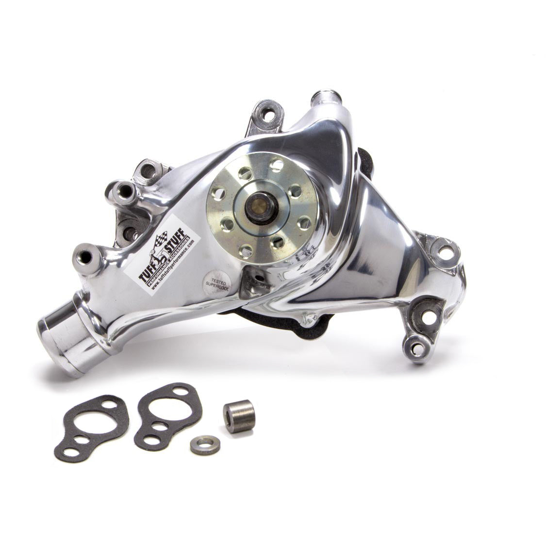 Tuff Stuff Platinum SuperCool Aluminum Water Pump - Smoothie - Long Design - Polished - SB Chevy