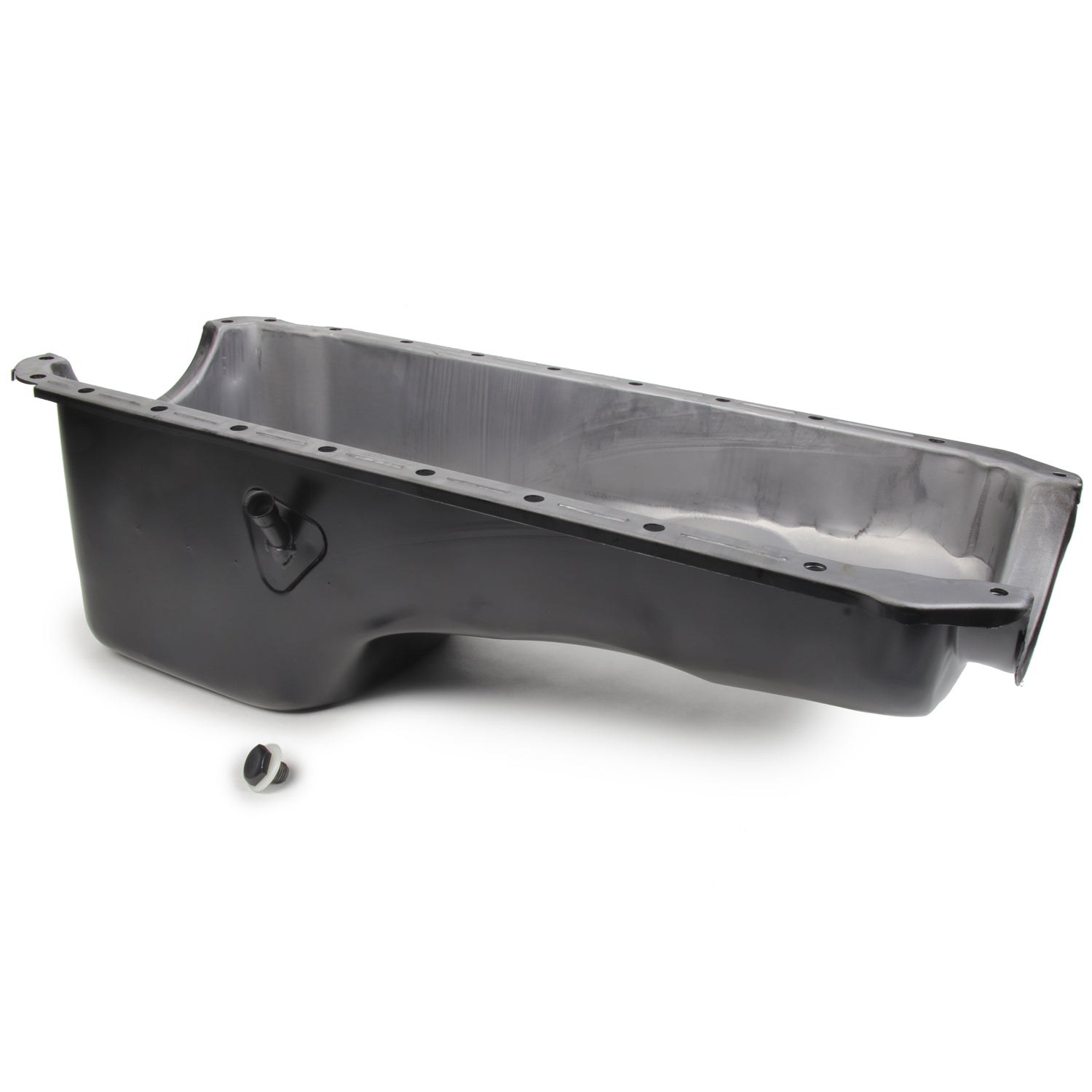 Racing Power Rear Sump Engine Oil Pan 4 qt Stock Depth Steel - Black Paint - Big Block Chevy - Each