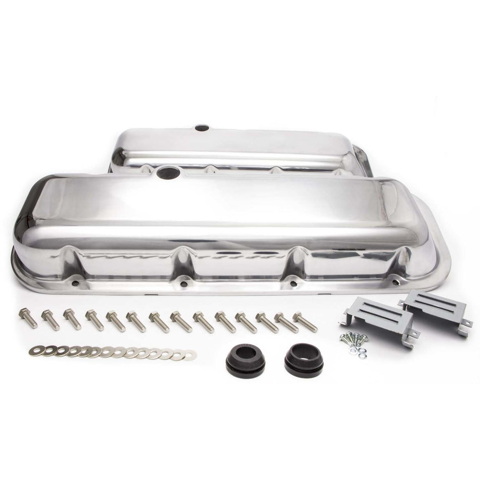 Racing Power Stock Height Valve Covers Baffled Breather Holes Hardware - Aluminum