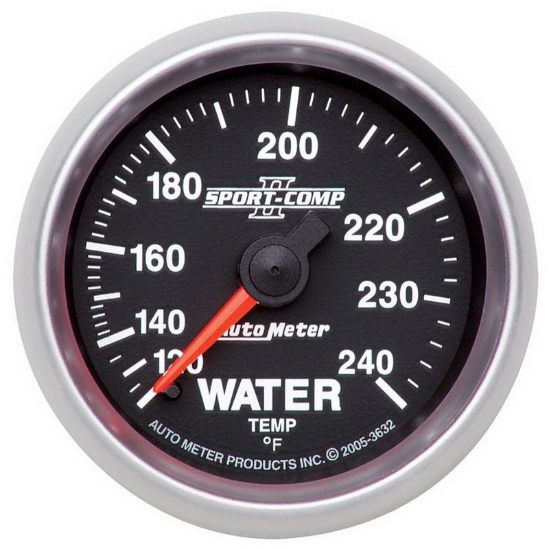 Auto Meter 2-1/16" Sport-Comp II Water Temperature Gauge - 120-240