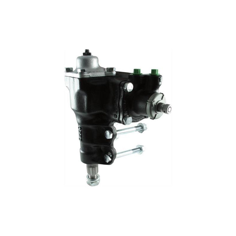 Borgeson Power Steering Box - 14 to 1 Ratio - 1-1/8 Pitman Shaft - Iron - Black Paint
