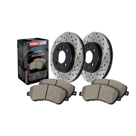 StopTech Premium Front Brake Rotor and Pad Kit - Ceramic Pads - Black Paint - GM Fullsize SUV / Truck 2005-20