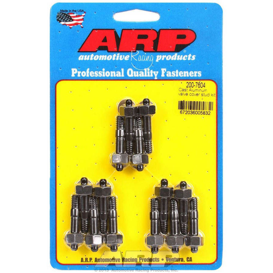 ARP Valve Cover Stud Kit - 1/4" (14) Black Oxide Hex, For Cast Aluminum Covers