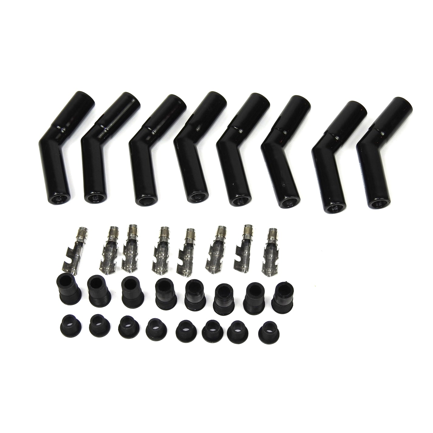 PerTronix Spark Plug Boot/Terminal Kit - 8 mm - Ceramic - Black - 45° (Set of 8)
