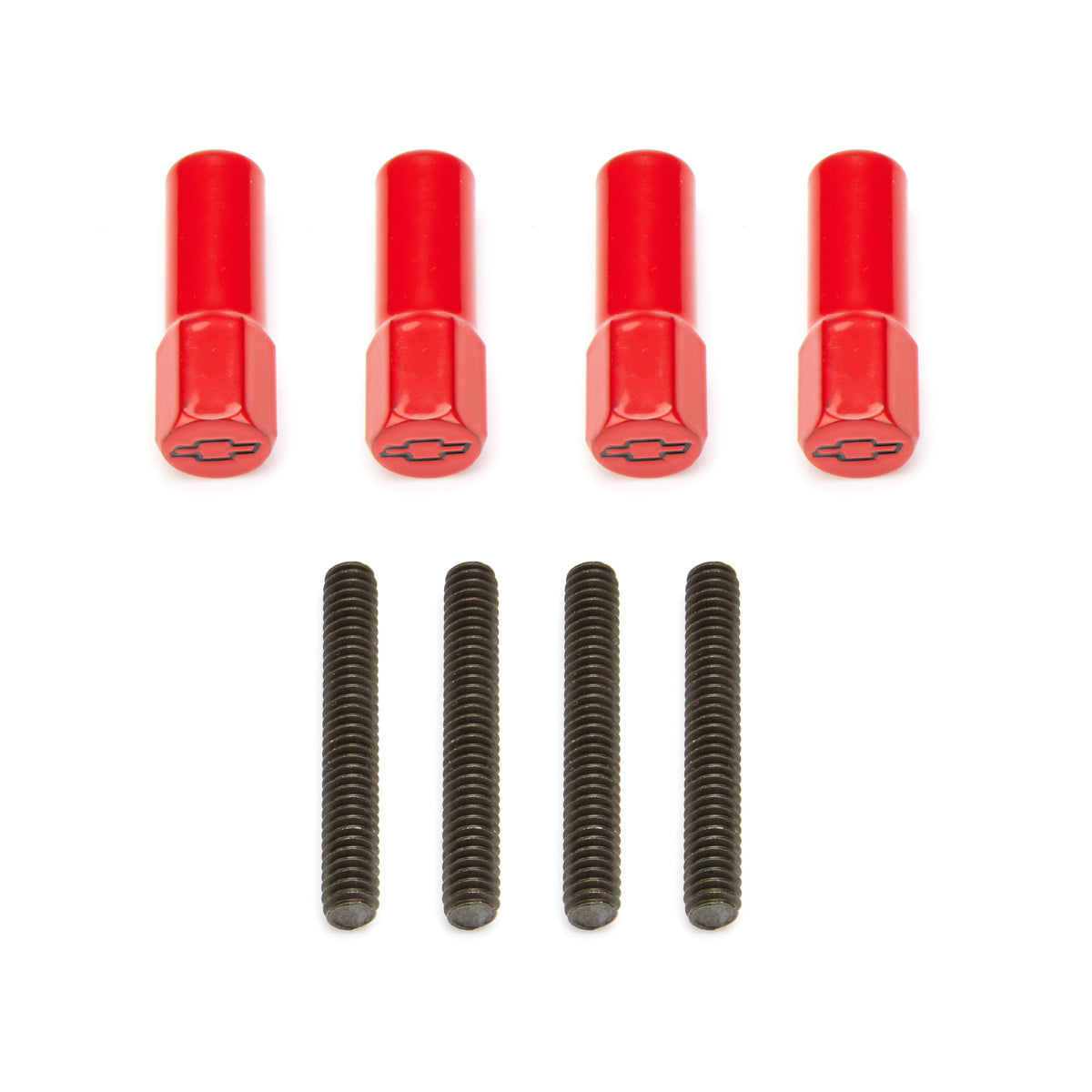 Proform Valve Cover Mini Nut - 1/4-20 in Thread - 3-1/4 in Long - Bowtie Logo - Red (Set of 4)