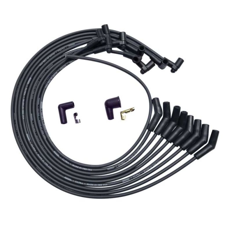 Moroso Ultra Spiral Core 8 mm Spark Plug Wire Set - Black - 135 Degree Plug Boots - HEI Style Terminal - Under The Header - Big Block Chevy