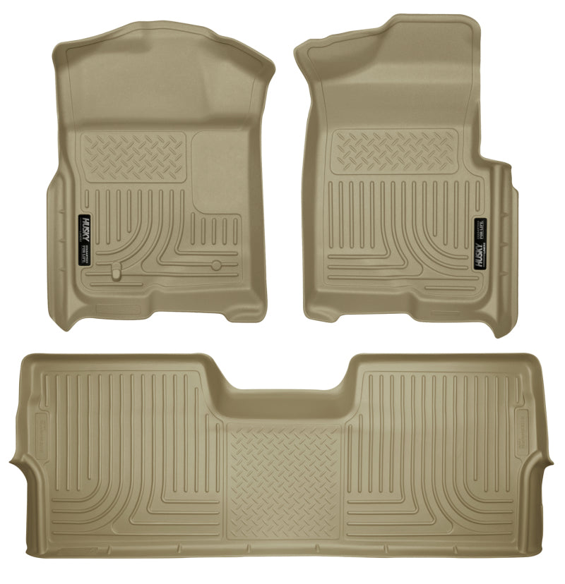 Husky Liners Front/2nd Seat Floor Liner Weatherbeater Plastic Tan - Ford Fullsize Truck 2009-13