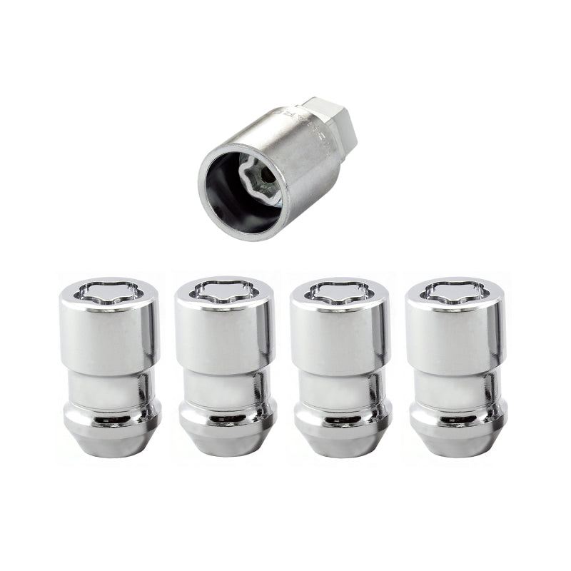 McGard Premium Wheel Lock - 12 mm x 1.50 Thread - Cone Seat - Closed End - Key Included - Chrome - Set of 4 24137