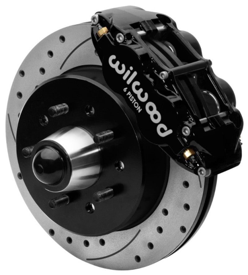 Wilwood Narrow Superlite Brake System - Drilled/Slotted - Front - 6 Piston Caliper - 12.19" Rotor - Aluminum - Black Powder Coat