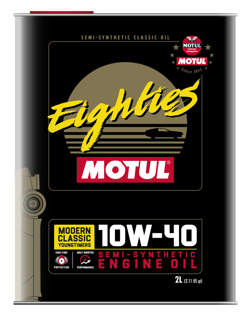 Motul Classic Eighties Motor Oil - 10W40 - Semi-Synthetic - 2 L Can - (Set of 10)