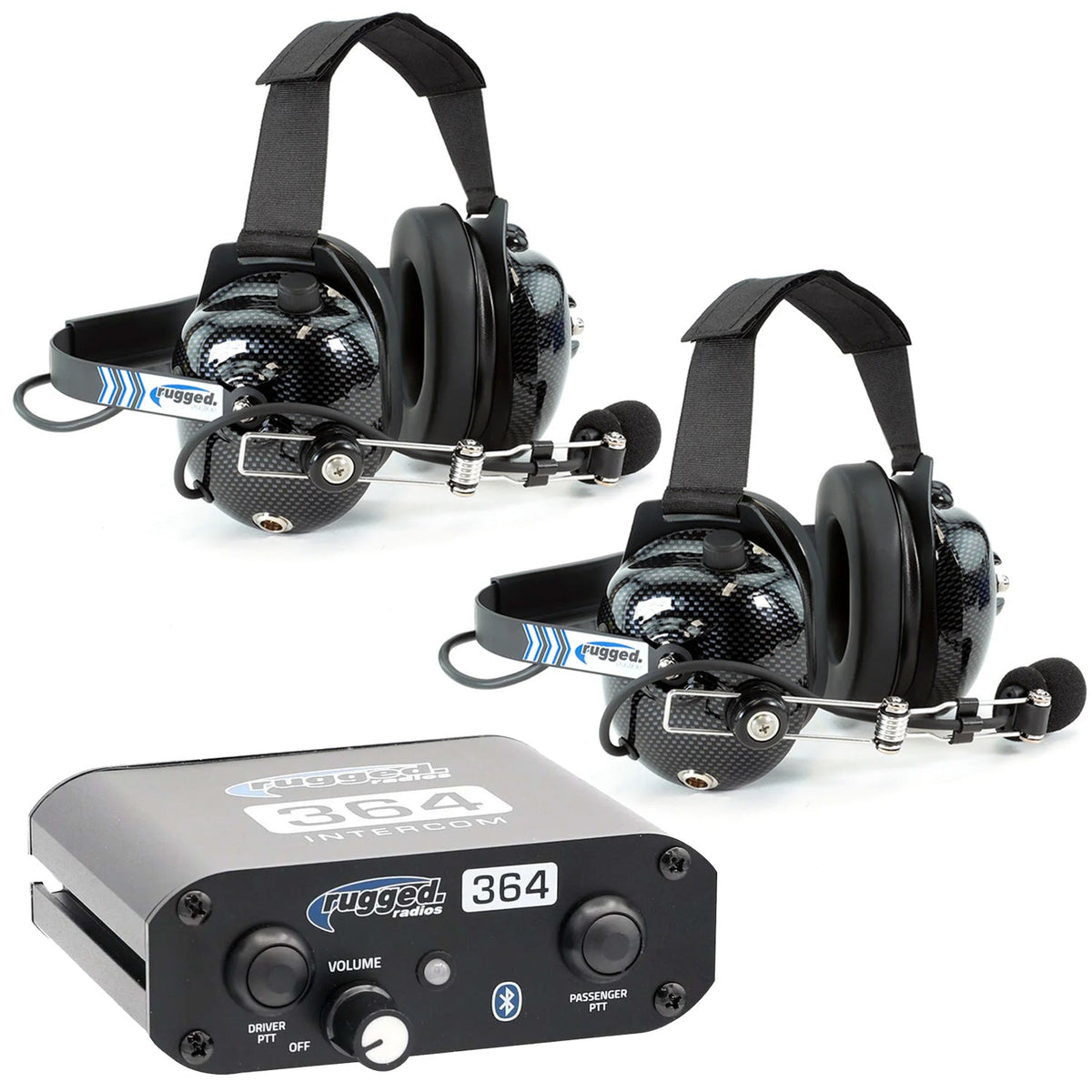 Rugged Radios 364 Intercom Kit â€“ 2-Person Bluetooth Intercom System - Headsets 364-2P-H41