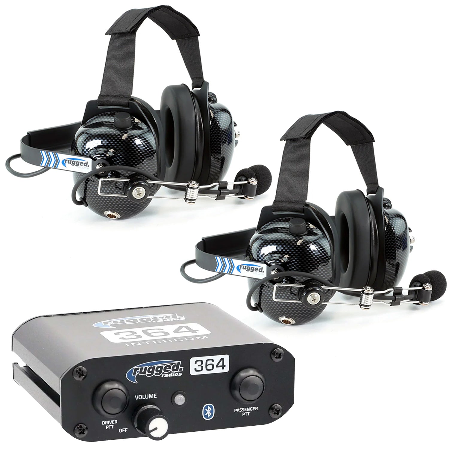 Rugged Radios 364 Intercom Kit â€“ 2-Person Bluetooth Intercom System - Headsets 364-2P-H41