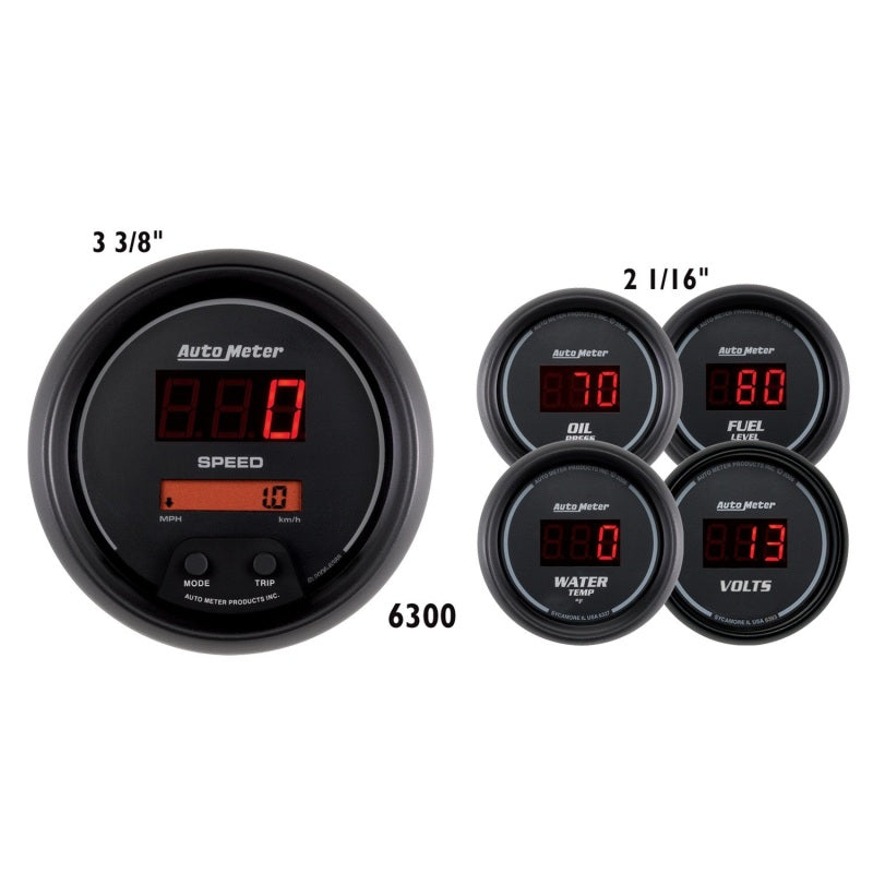 Auto Meter Sport-Comp Digital 5 Gauge Set - Fuel / Oil / Speedometer / Volt / Water - 5 in.