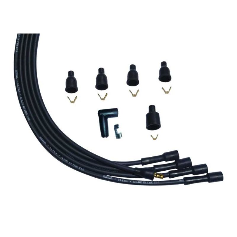 Moroso Ultra Spiral Core Spark Plug Wire Set - 8 mm - Black - Straight Plug Boots - Socket Style - Universal 4-Cylinder