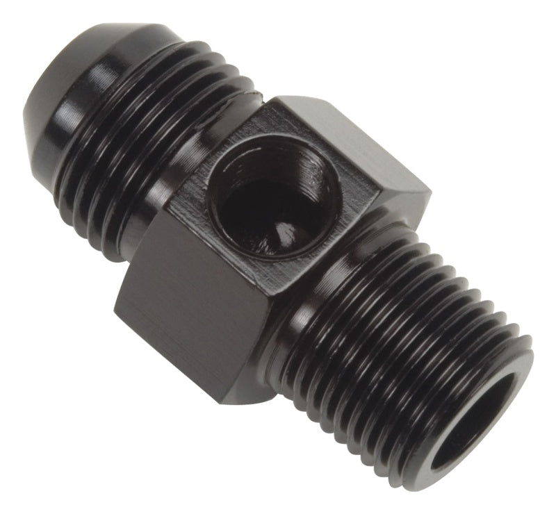 Russell ProClassic Flare to Pipe Pressure Adapter (1/8" NPT Side Port) -06 AN w/ 3/8" NPT - Black